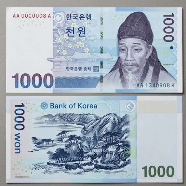 Tỷ giá Won KRW - Các mệnh giá tiền Won Hàn Quốc 1000 Won