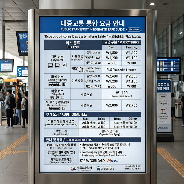 Tỷ giá Won KRW - Các mệnh giá tiền Won Hàn Quốc Bảng giá xe bus tại Hàn Quốc
