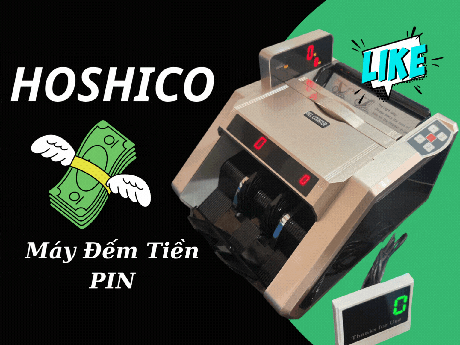 Máy đếm tiền Hoshico Pin sạc