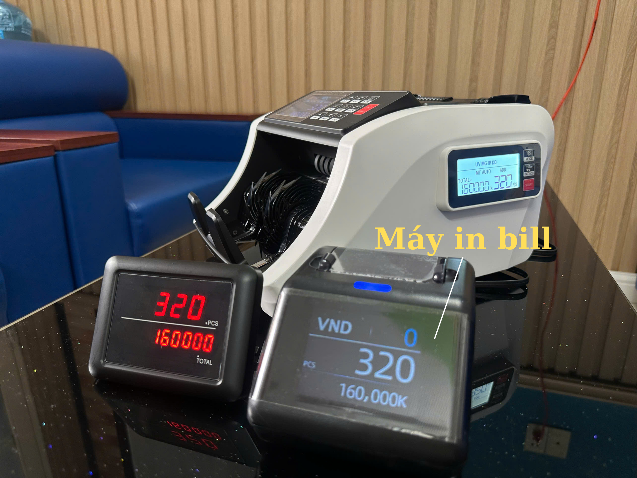 Máy đếm tiền và máy in bill