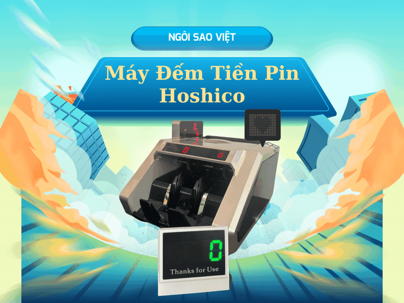 Máy đếm tiền Hoshico pin sạc