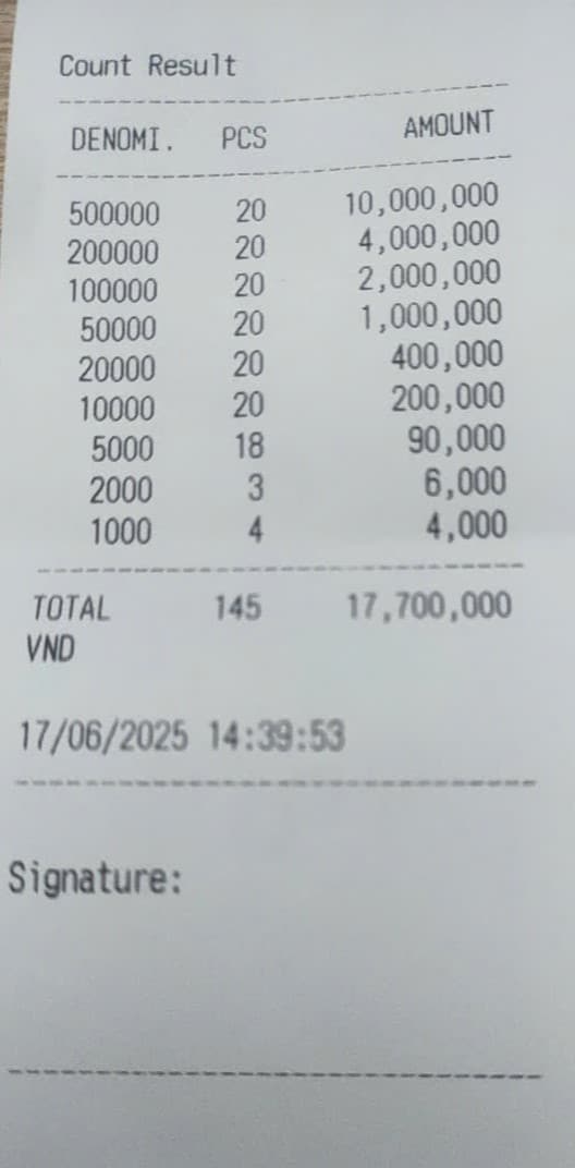 Dữ Liệu Từ Máy Đếm Tiền Hóa đơn bill máy đếm tiền