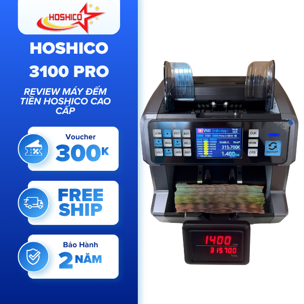 REVIEW MÁY ĐẾM TIỀN HOSHICO 3100 PRO