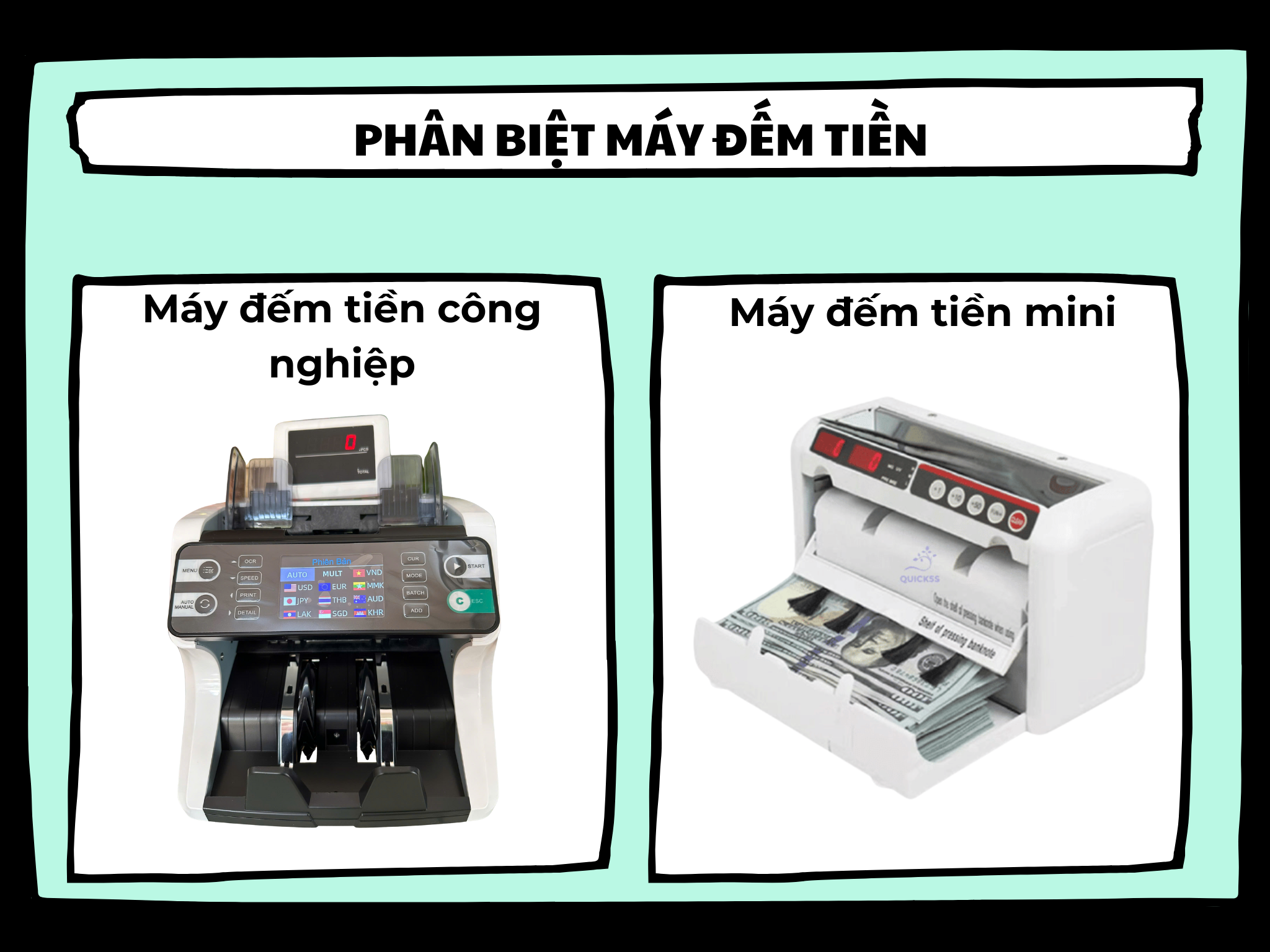 máy đếm tiền mini và công nghiệp